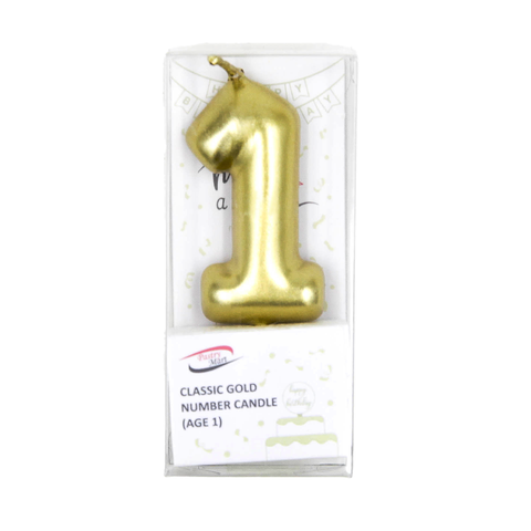 Classic Gold Number Candle No. 0 - 9