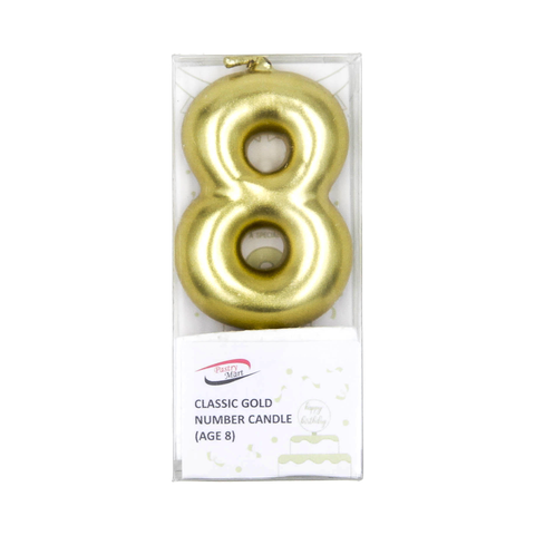 Classic Gold Number Candle No. 0 - 9