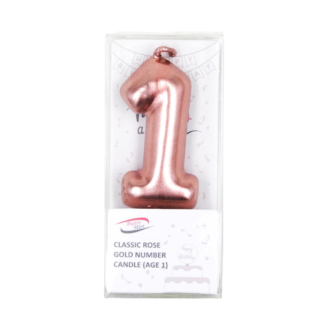 Classic Rose Gold Number Candle No. 0 - 9