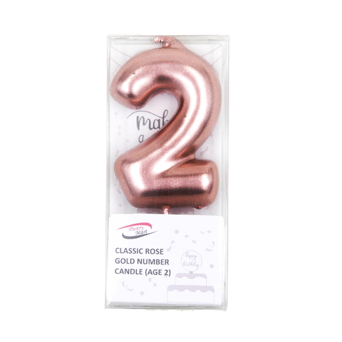 Classic Rose Gold Number Candle No. 0 - 9