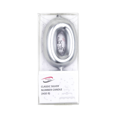 Classic Silver Number Candle No. 0 - 9