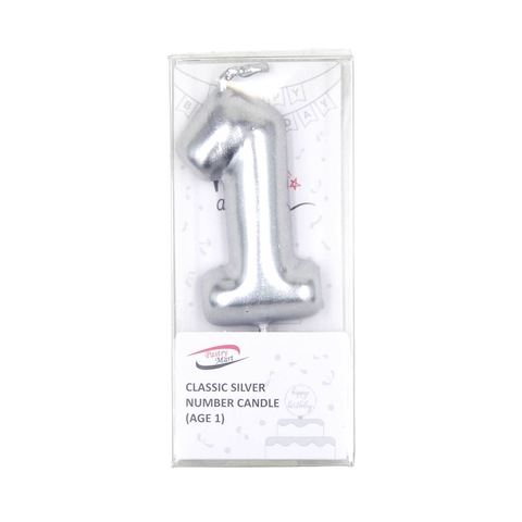 Classic Silver Number Candle No. 0 - 9