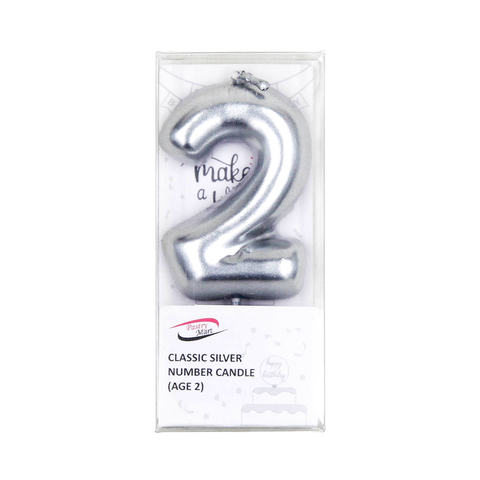 Classic Silver Number Candle No. 0 - 9