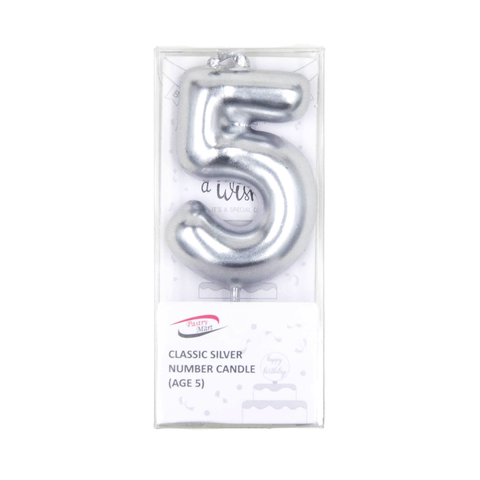 Classic Silver Number Candle No. 0 - 9