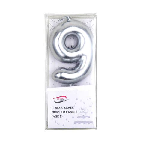 Classic Silver Number Candle No. 0 - 9