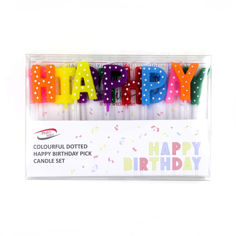 Happy Birthday Dotted Candle Pick Set