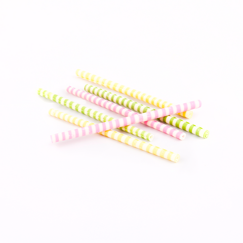 Sanae Mix Slub Stripes Pencil White w/Pink,Green,Yellow