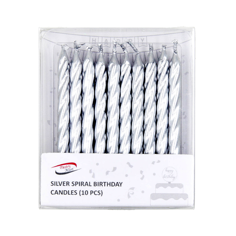 Pearl Silver Twist Candles - 10 pcs