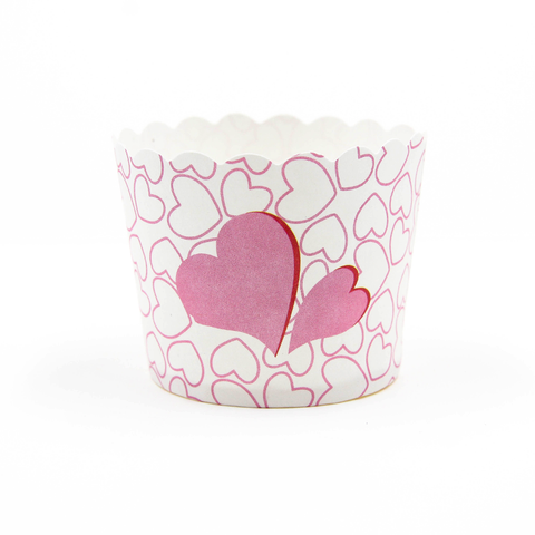 Pink Hearts Cupcake Case - 50 pcs