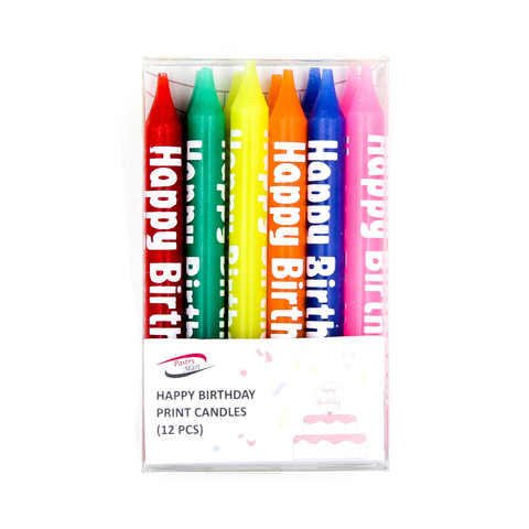 Rainbow Happy Birthday Lettered Candles - 12 pcs