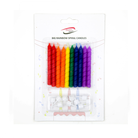 Rainbow Spiral Candles - 10 pcs