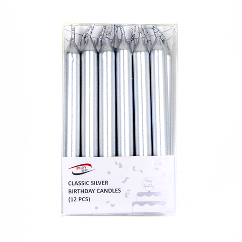 Silver Candles - 12 pcs